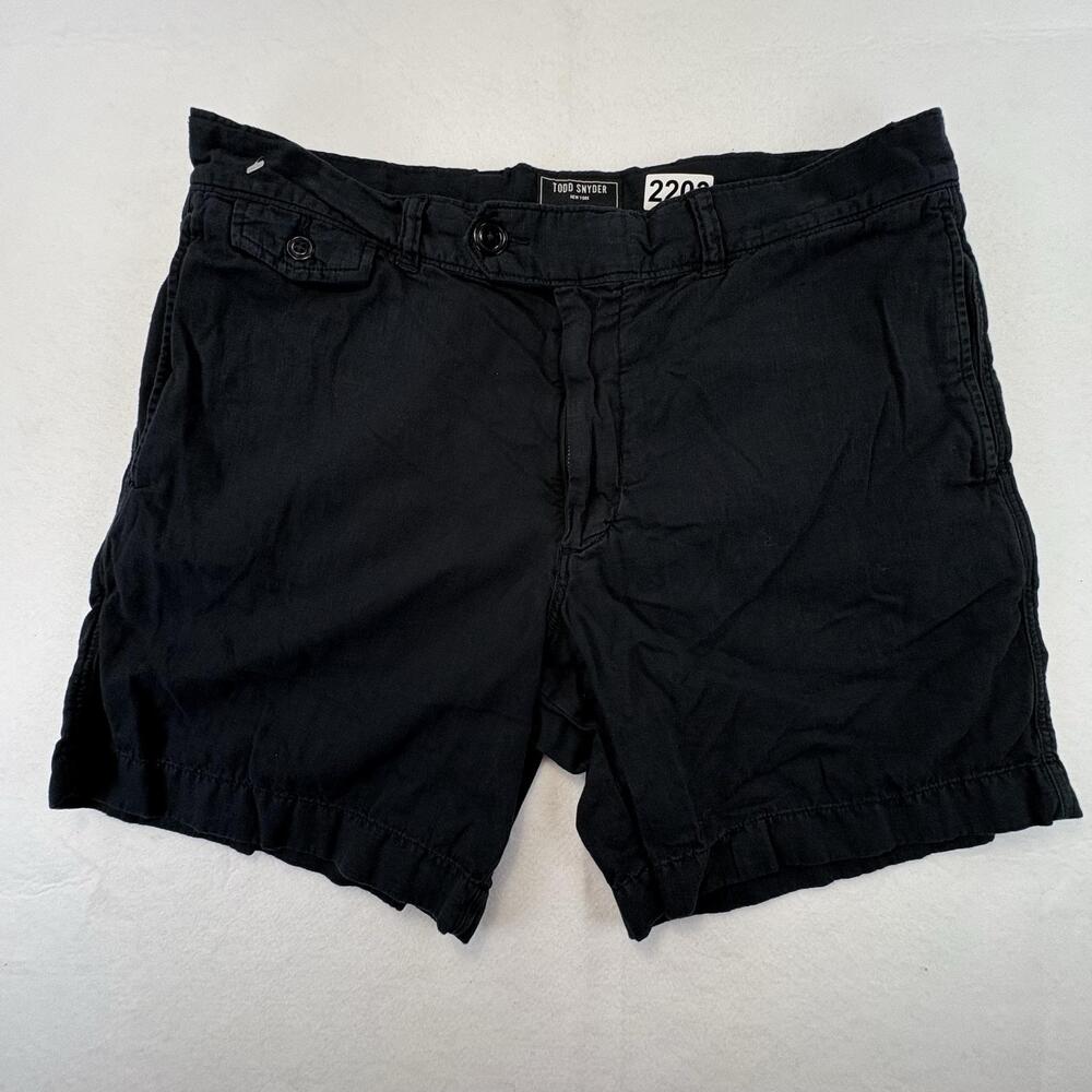 Todd Snyder Shorts Mens 33 Black Cotton Linen Blend Chino Military Utility
